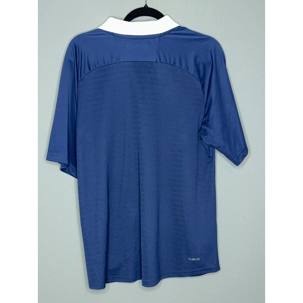 Rice University Adidas Men's Large Blue Collared Blue White Polo SS - Picture 2 of 9